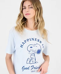 Love Tribe Juniors' Snoopy Woodstock Graphic Crewneck T-Shirt