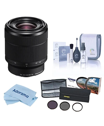 Sony Fe 28-70mm f/3.5-5.6 Oss Lens, Bundle with 55mm Essentials Filter Kit, Cleaning Kit and Cleaning Cloth