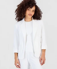 Anne Klein Essentials Petite Roll-Tab-Sleeve Open-Front Blazer