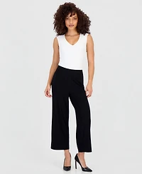 Anne Klein Essentials Petite High Rise Cropped Pull-On Pants