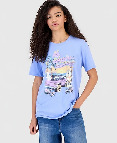 Self Esteem Juniors' No Worries Beach Graphic Crewneck T-Shirt