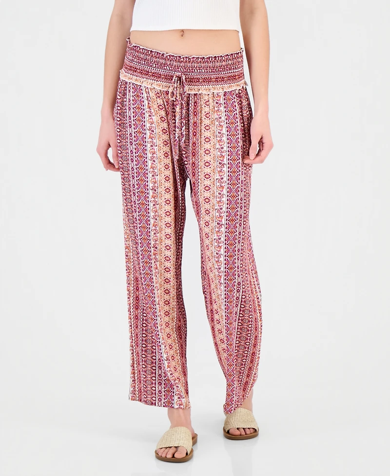 Kingston Grey Juniors' Printed Wide-Leg Cropped Pants