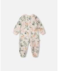 Deux par Baby Girls Cotton Jersey One-Piece Pyjama Peach Deer Print