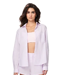 Gap Women's Poplin Notch Collar Long-Sleeve Sleep Shirt