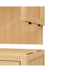 Boyel Living Large Capacity Bamboo Storage Cabinet Furniture for Bathroom Living Room Bathroom Bamboo Storage Cabinet With Shelves