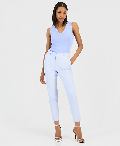 Tahari Asl Women's Seersucker Stripe Cotton Slim-Leg Pants