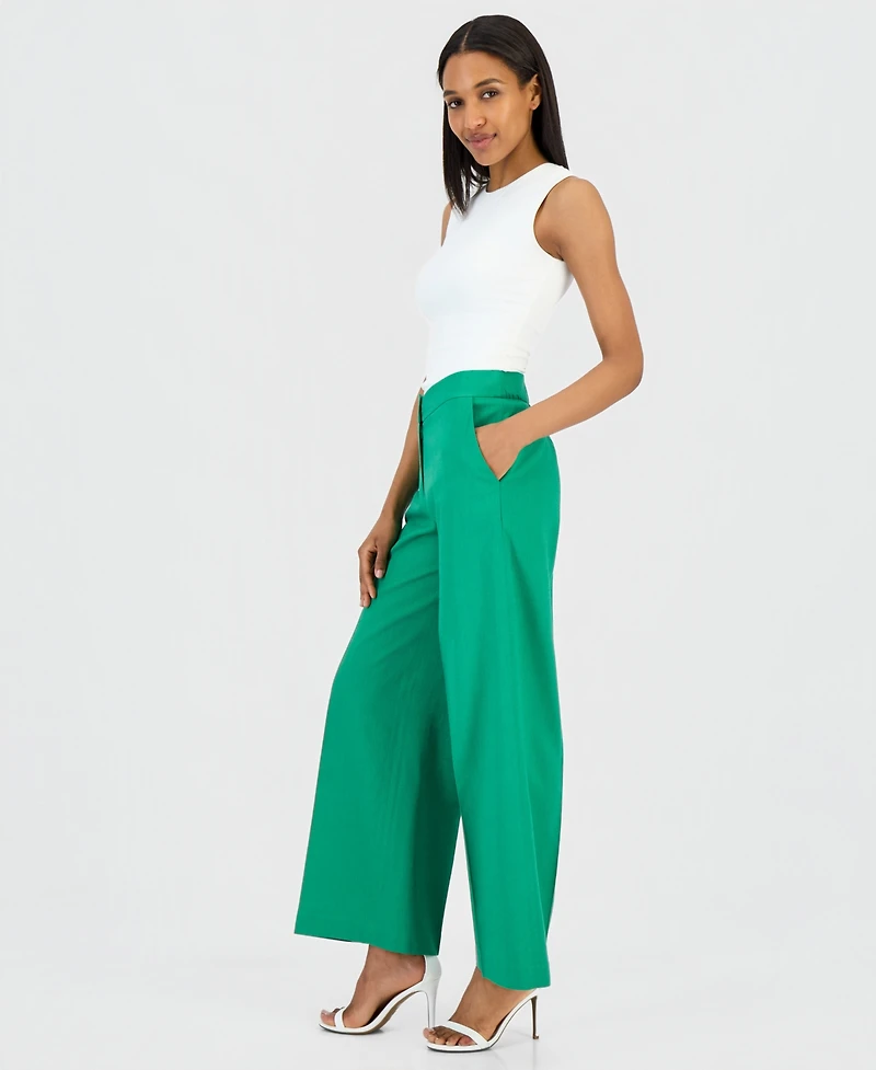 Tahari Asl Women's High Rise Wide-Leg Pants