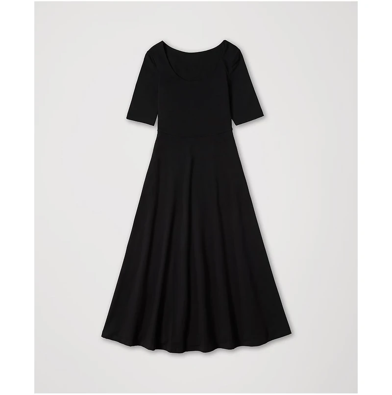 Pact Women's Organic Cotton Fit & Flare Scoop Midi Dress