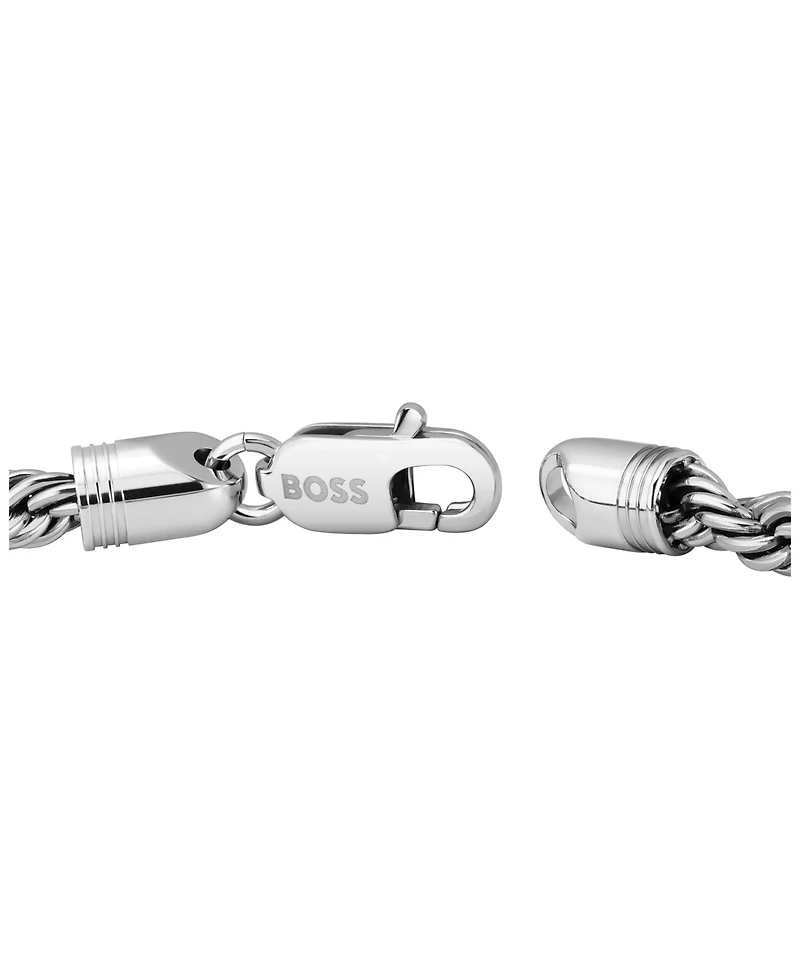 Hugo Boss Men Myles Ionic Plated Antique Silver Steel Bracelet