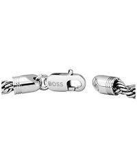 Hugo Boss Men Myles Ionic Plated Antique Silver Steel Bracelet