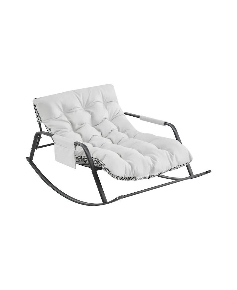 Flynama Extra-Wide Technical Leather Upholstered Rocking Gliding Reclining Chair Modern Accent for Living Room Nursery Bedroom