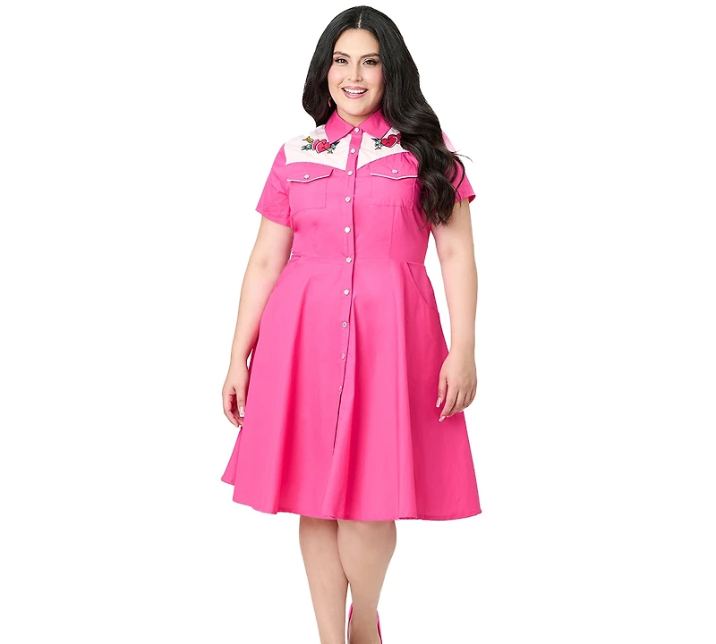 Smak Parlour Plus Embroidered Western Flare Dress