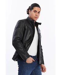 Furniq Uk Men's Motorcyle Style Leather Jacket