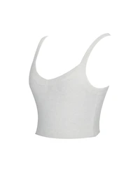 Miss Circle Women's Selene White Wool-Blend Ribbed Knit V-Neck Top