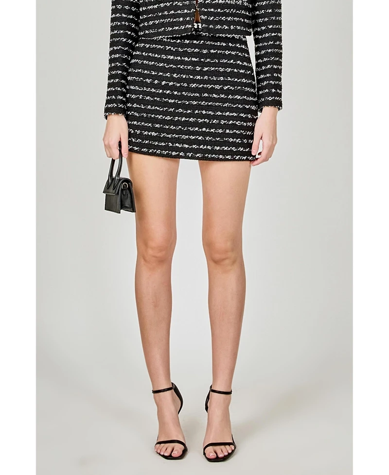 endless rose Women's Striped Tweed Skirt