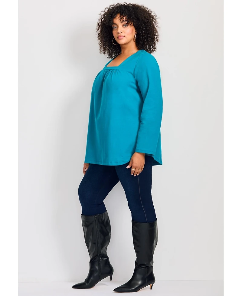 Avenue Women's Square Neck Pleated Tunic