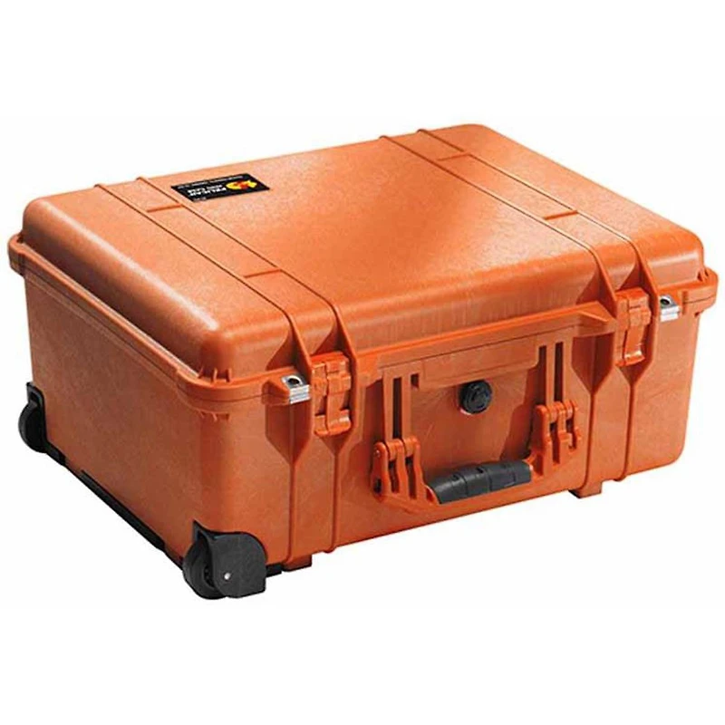 Pelican 1560 Watertight Hard Case with Cubed Foam Interior & Wheels - Orange with pelican 1569 lid organizer f/1560