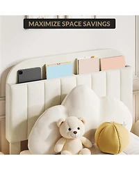 gaomon Twin Bed Frames with Storage Headboard, Velvet Upholstered Platform Frame Strong Wooden Slats