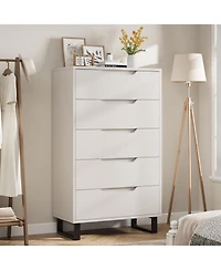 gaomon 5 Dresser for Bedroom, 50.5" Tall Dresser, Freestanding Horizontal Drawer with Storage, Wooden Closet Chest Storage Living Room