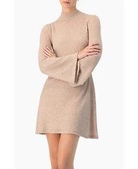Ivonne Women's Short Knitted Long Sleeve Dress