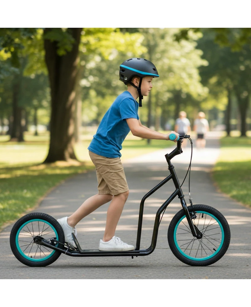 Mecale Youth Scooter with Adjustable Handlebar and 16/14-Inch Inflatable Wheels for Age 8+ Years