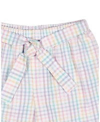 Florence Eiseman Little Girls Plaid Seersucker Shorts With Waist Tie