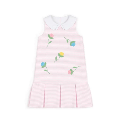 Florence Eiseman Big Girls Stripe Pique Dress With Tulips