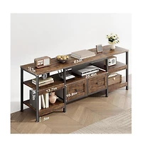 gaomon Industrial Tv Stand with 2 Drawers & Metal Frame, Vintage Style, Fit Up to 65 Inch TVs, Garage/Living Room