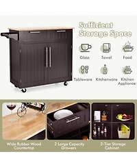 Kitchen Islands Rolling Island Cart Storage Trolley with Towel Rack and Drawer