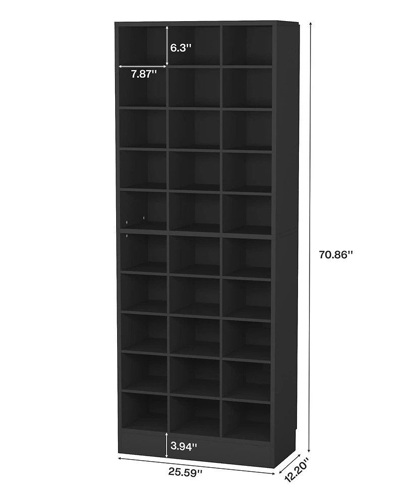 Tribesigns 10-Tier Wooden Shoe Storage Cabinet with 30 Cubbies, Freestanding Tall Rack Organizer