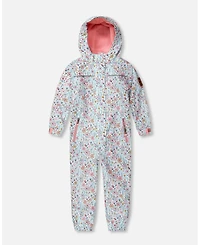 Deux par Toddler Girls Mid-Season One-Piece Outerwear Blue Mini Flower Print