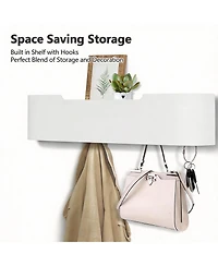 Yigii Solid Wood Wall Hook Shelf for Home Decor and Storage