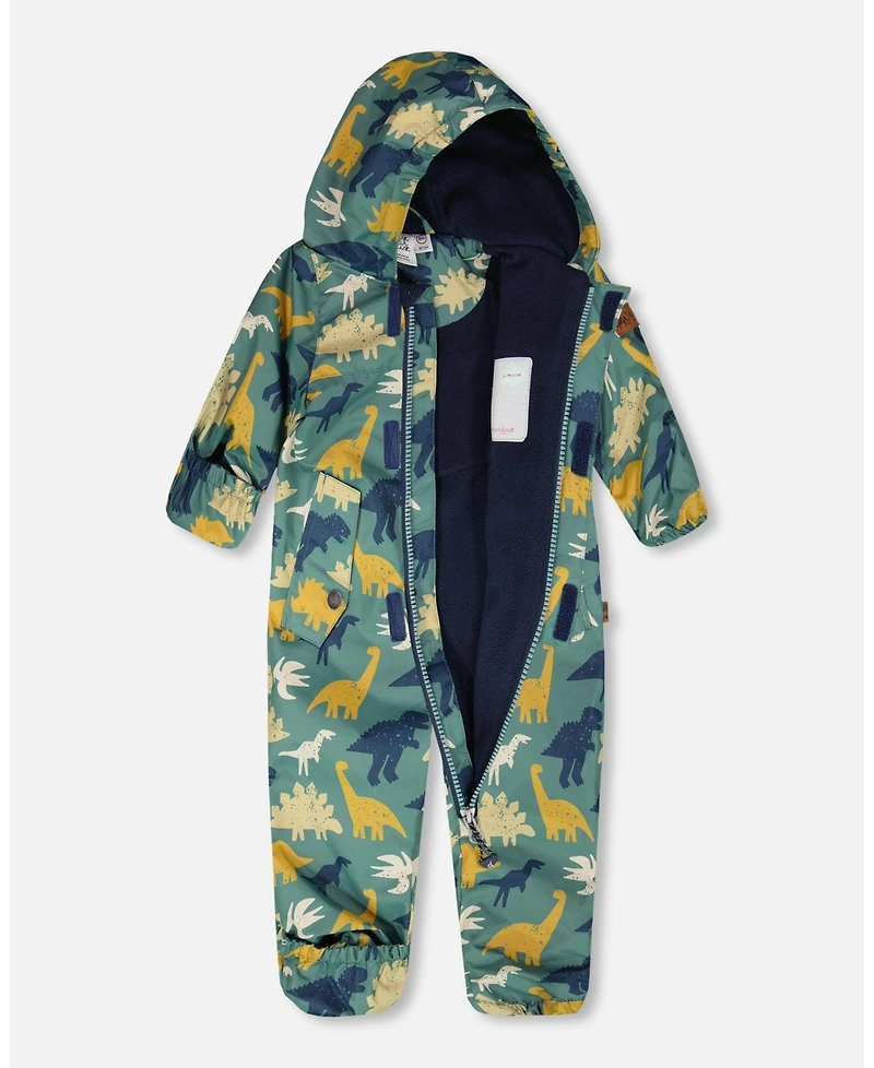 Deux par Baby Boys Mid-Season One-Piece Outerwear with Hat Dinosaur Print