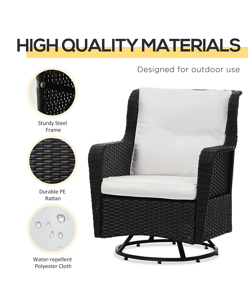 Outsunny Patio Bistro Set, Rocking & 360° Rotation, Porch Furniture,