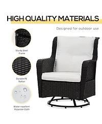 Outsunny Patio Bistro Set, Rocking & 360° Rotation, Porch Furniture,
