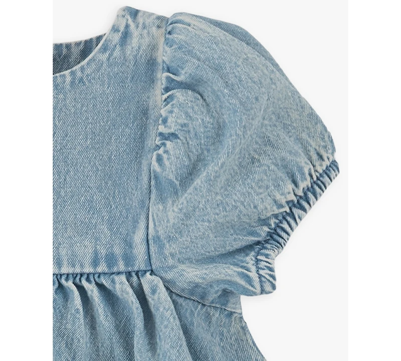 7 For All Mankind Baby Girls' Balloon Sleeve Top and Denim Shorts, 2-Piece Set