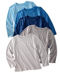 butterblu Baby Boys' or Girls' Round Neck Long-Sleeve T-Shirts, 5-Pack