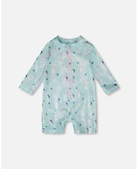 Deux par Deux Baby Girls One-Piece Long Sleeve Rashguard Seahorse Print