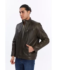 Furniq Uk Men's Motorcyle Style Leather Jacket