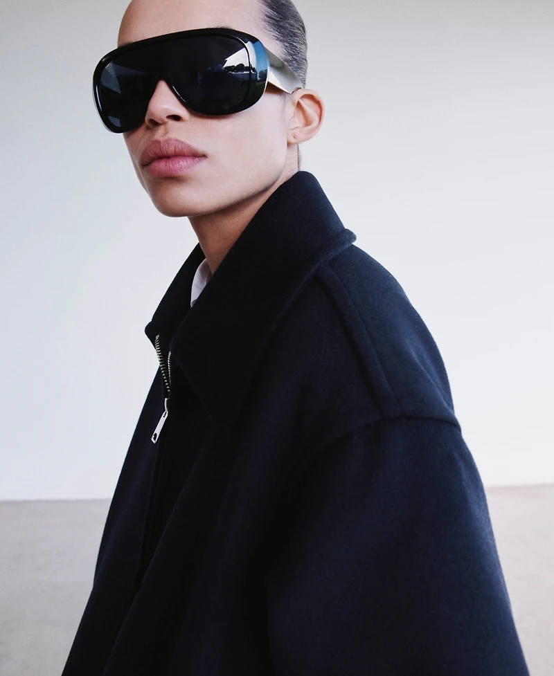 Mango Women's Shirt Collar Wool Jacket