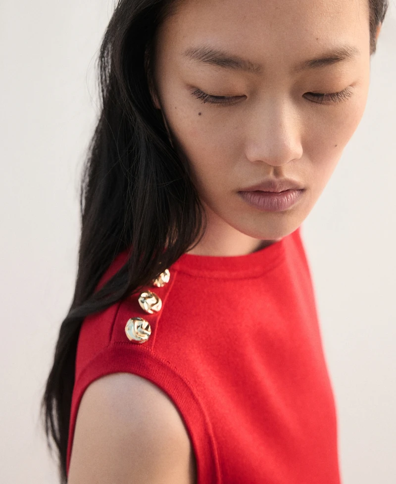 Mango Women's Buttons Peplum Knit Dress