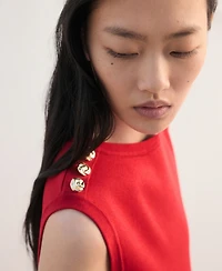 Mango Women's Buttons Peplum Knit Dress