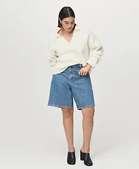Mango Women's High-Waist Straight-Fit Denim Shorts