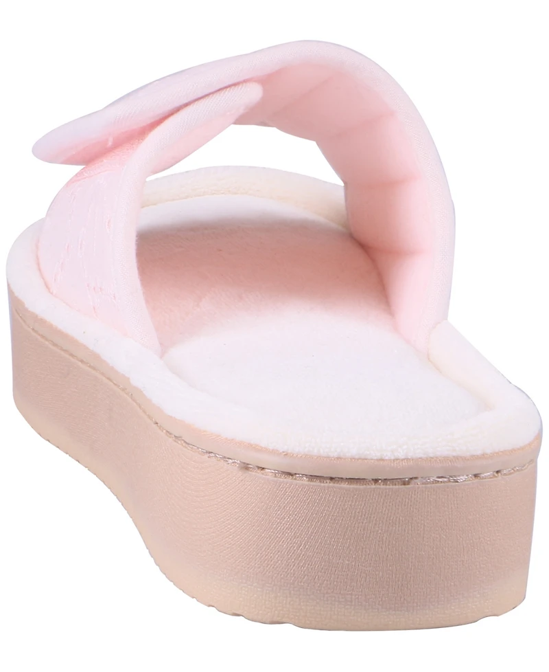 Isotoner Signature Women's Crochet Lace Adjustable Open-Toe Slide Platform Sandals
