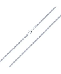 Bling Jewelry Thin Lightweight 2MM .925 Sterling Silver Rope Link Chain Necklace