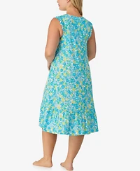 Ellen Tracy Plus Short-Sleeve Soft Bra Midi Jersey Nightgown