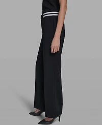 Karl Lagerfeld Paris Petite Mid Rise Contrast Pants