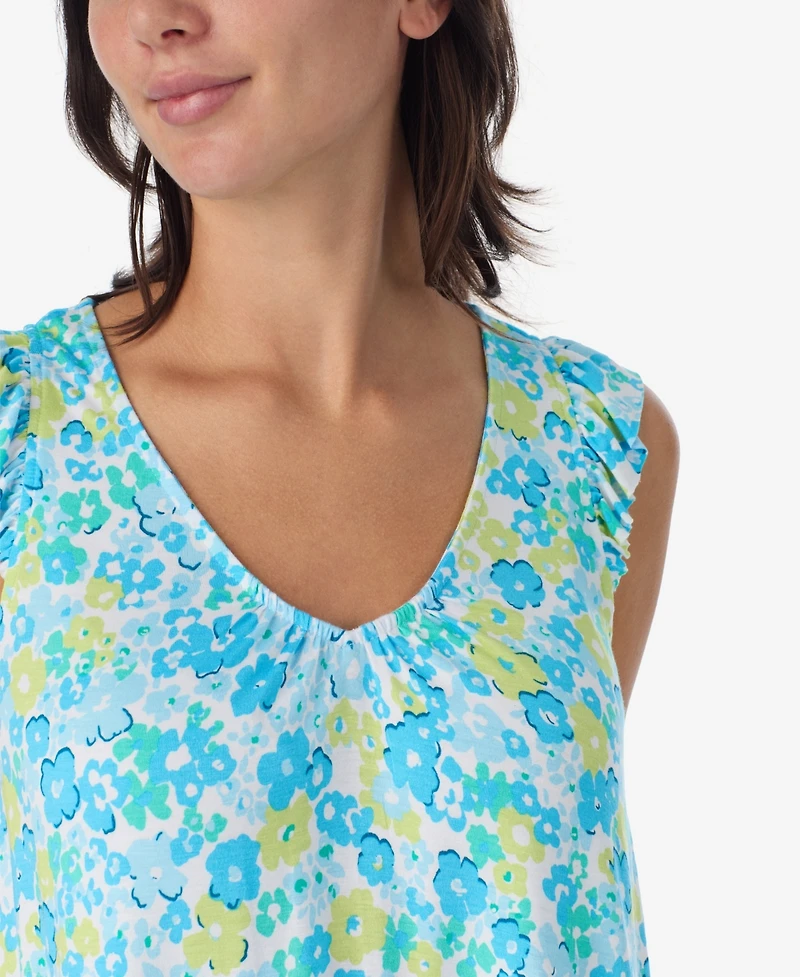 Ellen Tracy Women's Short-Sleeve Top & Cropped Pants Jersey, 2-Piece Pajama Set