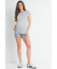 Hello Miz Maternity Short Sleeve Crewneck Polka Dot T-Shirt