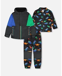 Deux par Baby Boys 3-in-1 Two-Piece Mid-Season Outerwear Set Dinosaur Print